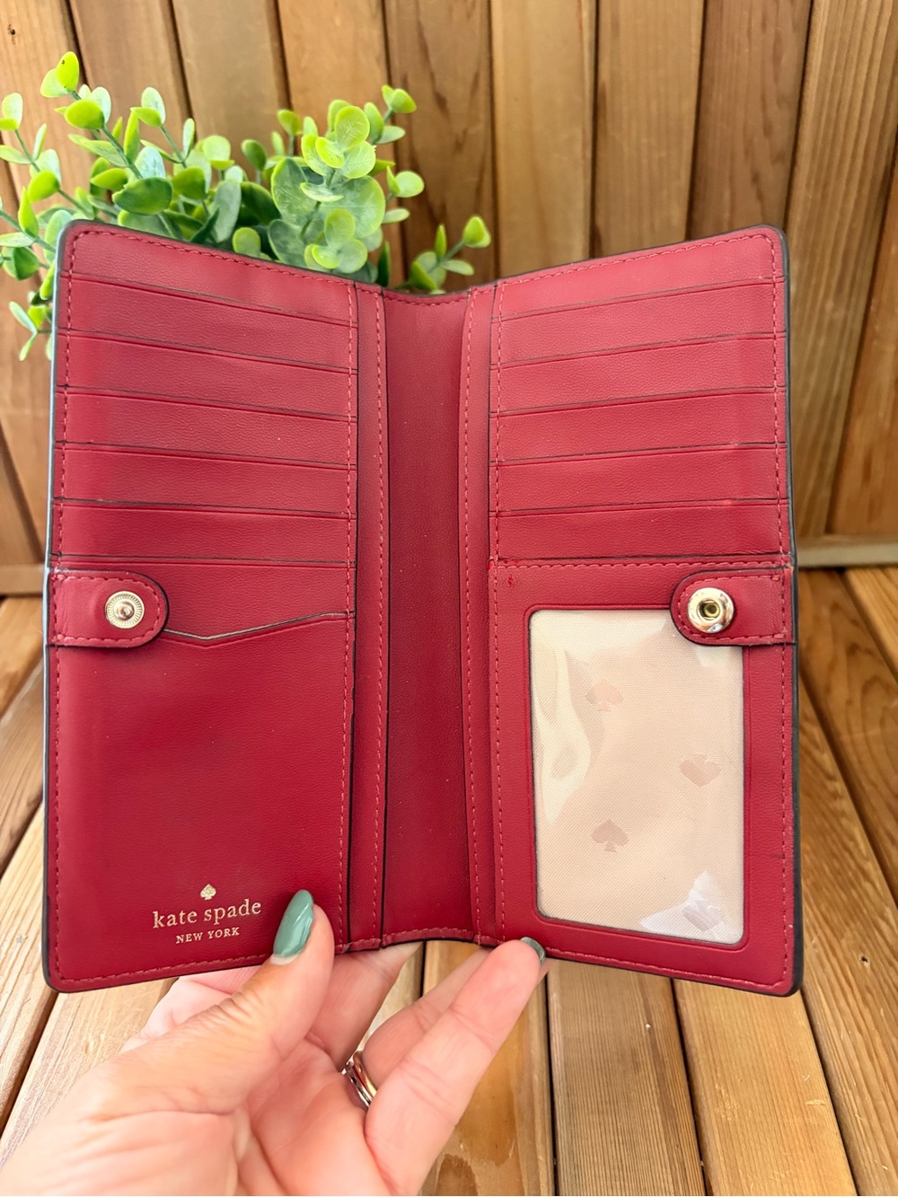 Kate Spade in Red Saffiano Leather Bifold Wallet - Picture 4 of 11